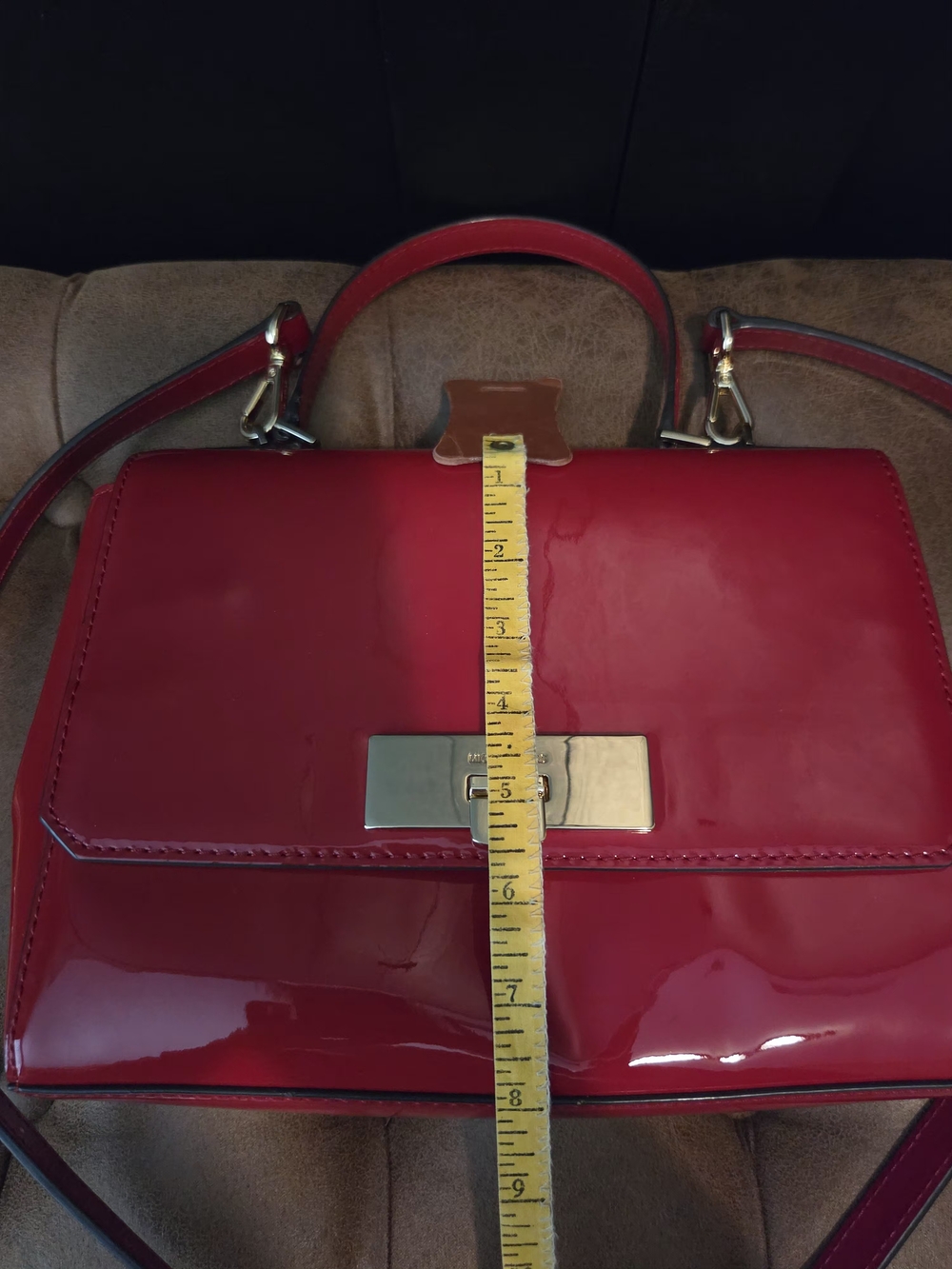 Michael Kors Callie Glossy Red Patent Leather Satchel - Picture 5 of 15